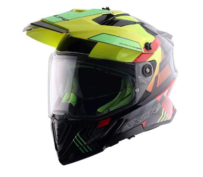 AXOR - X-CROSS DUAL VISOR GAMBLING - FULL FACE HELMET - BLK/NEON YEL